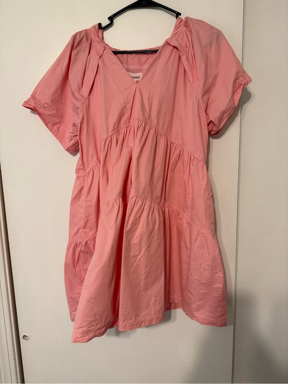 Tiered V-Neck Casual Dress in Pink
